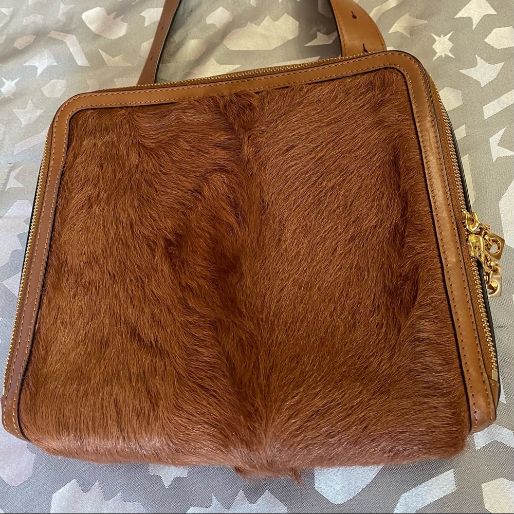 Tory Burch RUNWAY Arthur Fur Satchel Briefcase